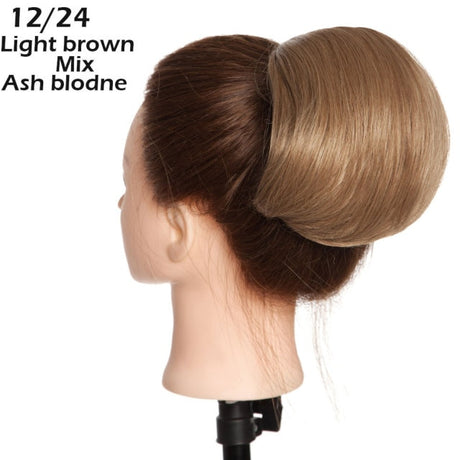 Ash Blonde Drawstring Clip in Hair Bun Synthetic