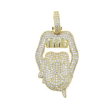 Gold Drip Lip Dollar Sign Necklace
