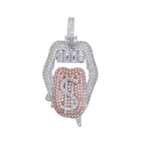 Silver Drip Lip Dollar Sign Necklace