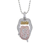 Silver Drip Lip Dollar Sign Necklace