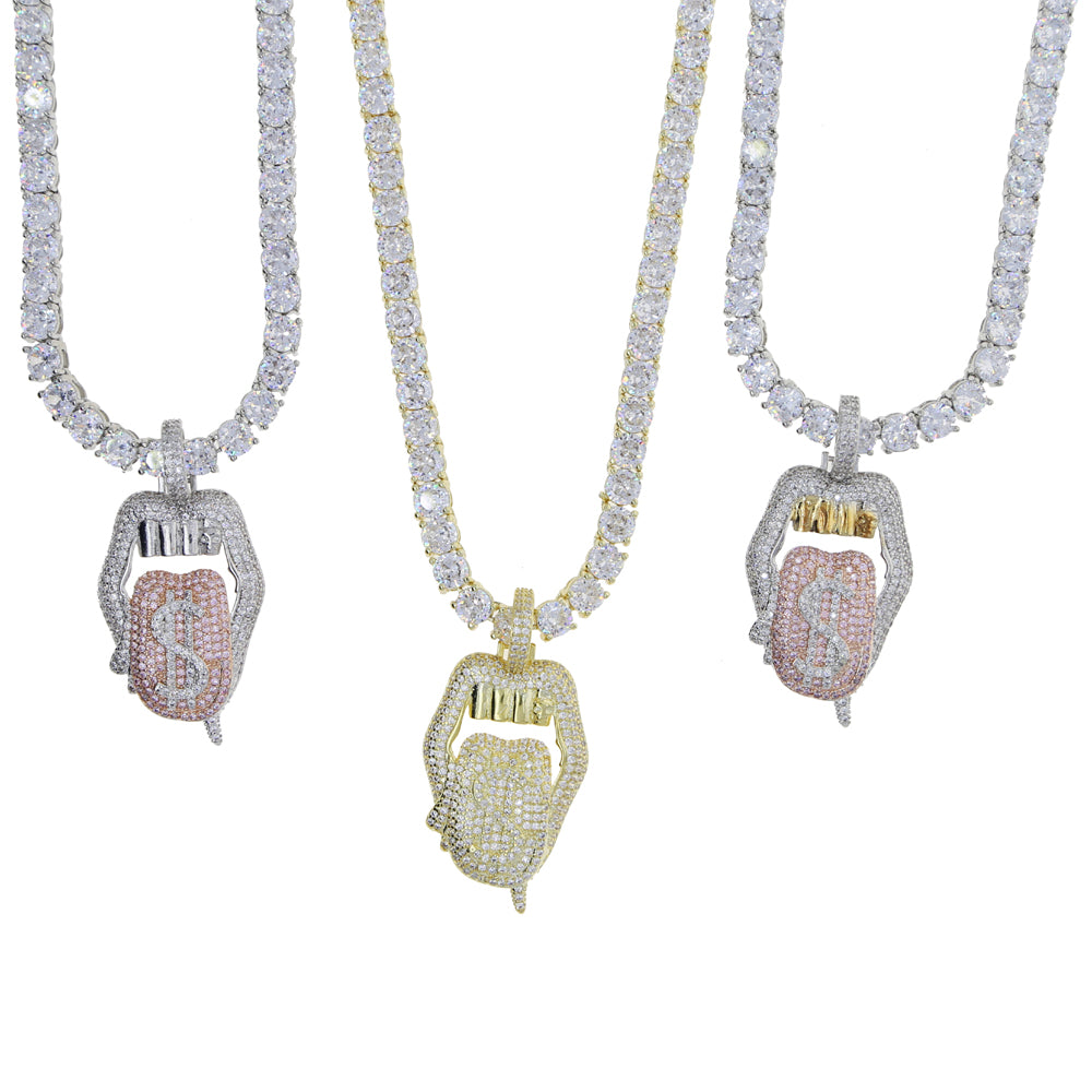 Collection of Drip Lip Dollar Sign Necklace