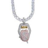 Pink pendant Drip Lip Dollar Sign Necklace