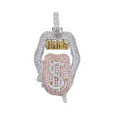 Silver Drip Lip Dollar Sign Necklace