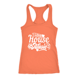 I Love House Music Racerback Tank Top - Orange  | Shop Sassy Chick