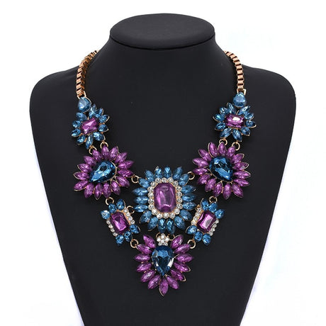 Purple Blue Ethnic Maxi Necklace