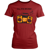 I Love Music Women's Unisex T-Shirt - Red| Shop Sassy Chick