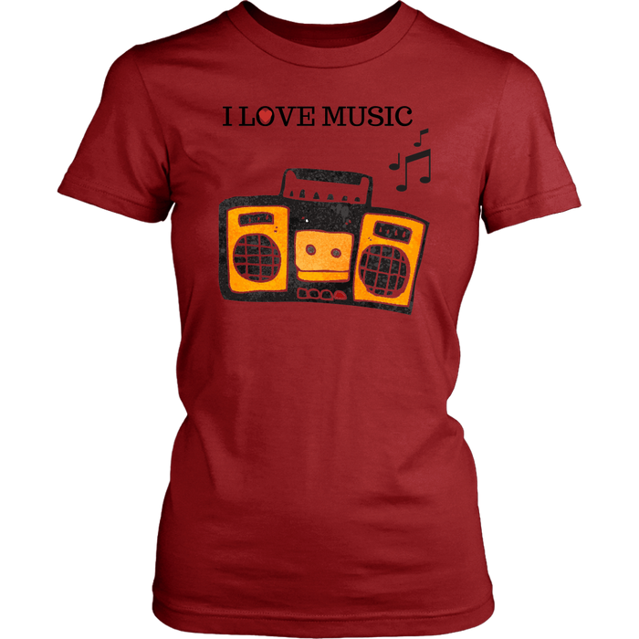 I Love Music Women's Unisex T-Shirt - Red| Shop Sassy Chick