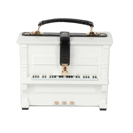 White Grand Piano 3D Shape Handbag