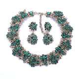 Green Crystal Rhinestone Necklace Set