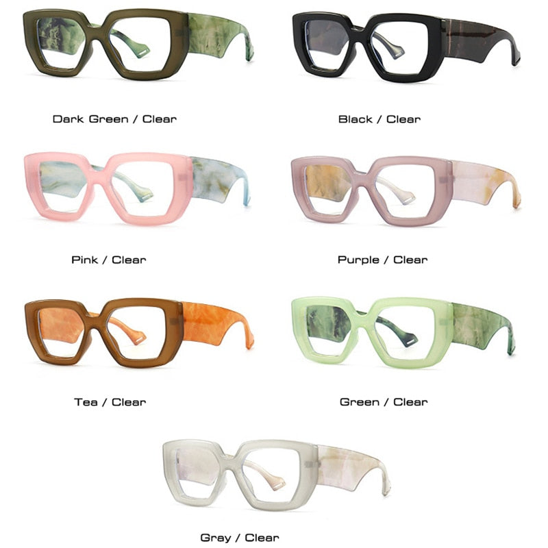 Colorful Square Polygon Frame Glasses