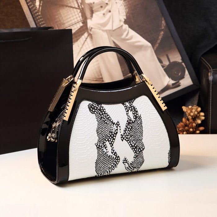 Leather Crystal Diamonds Shoulder Bag