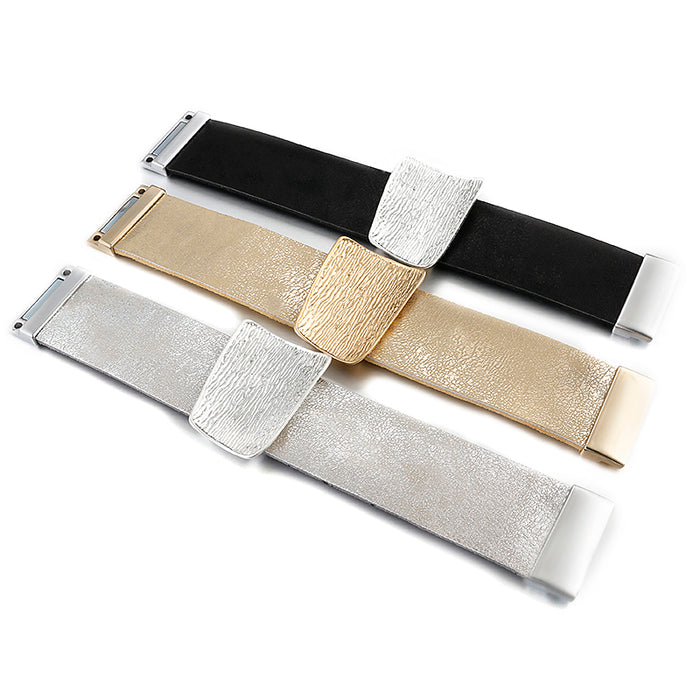 Champagne Gold Color Metal Leather Bracelet