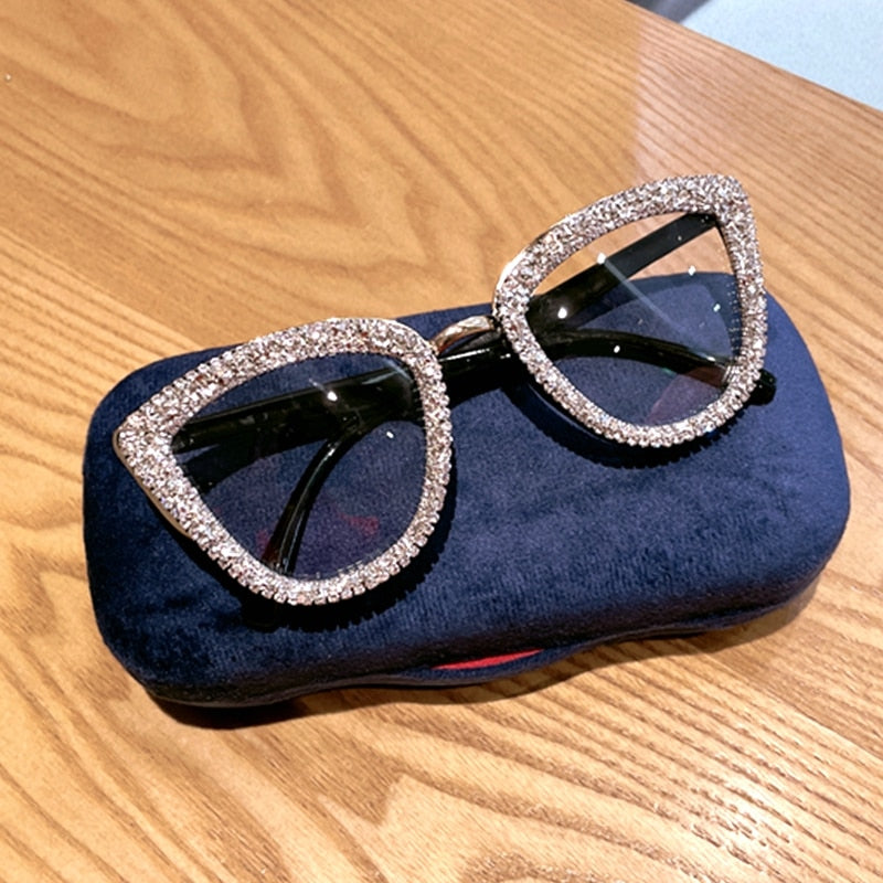 Vintage Oversized Bling Cat Eye Sunglasses