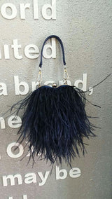 Ostrich Feather Heart-Shaped Clutch Bag