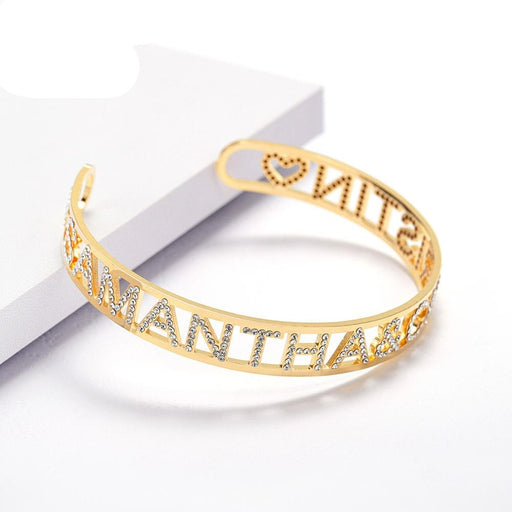 Gold Name Personalized Bangle Bracelet