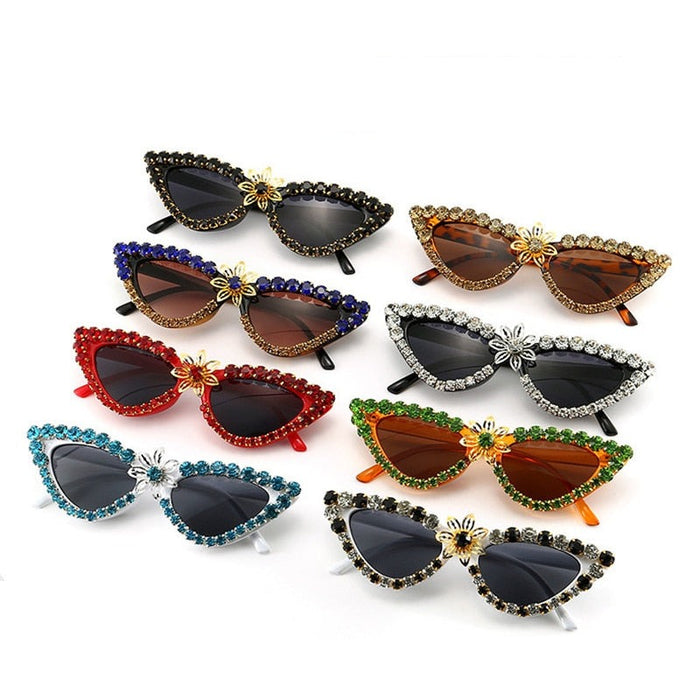 Designer Sunglasses Women, Diamond Flower Sunglasses