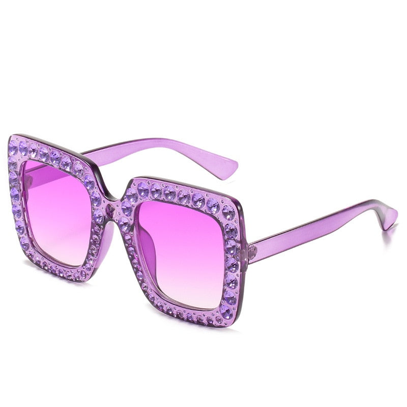Oversized Rhinestones Crystal Square Diamond Sunglasses
