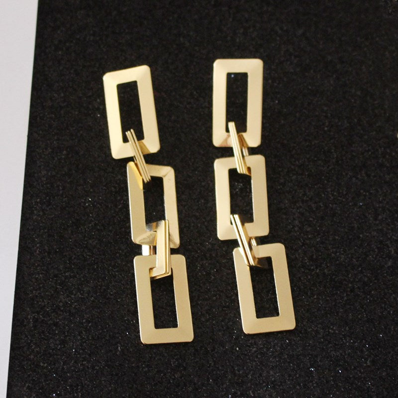 Geometric Metal Square Earrings