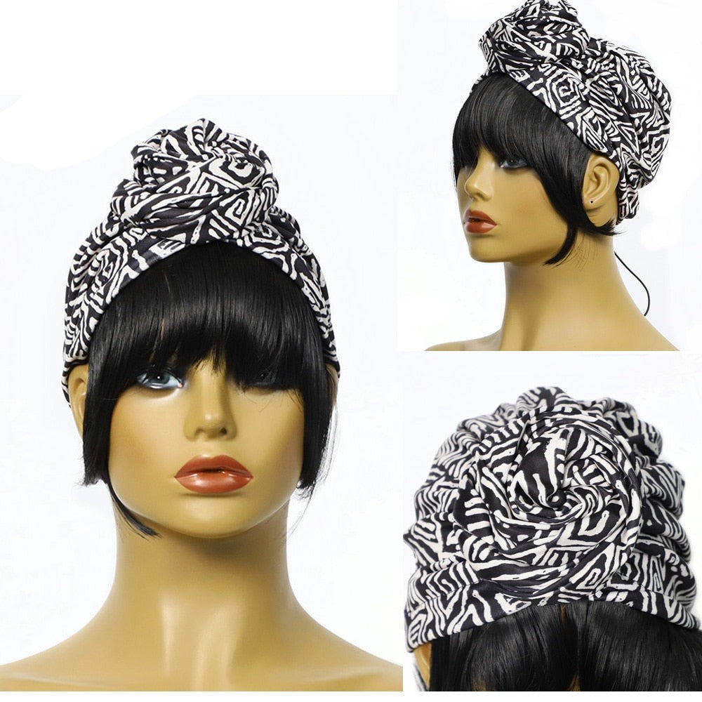 Turban Cap Wig Headscarves Link Straight Bangs Shop Sassy Chick