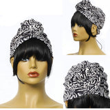 Turban Cap Wig Headscarves Link Straight Bangs