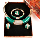 Rhinestone Crystal Green African Jewelry Set