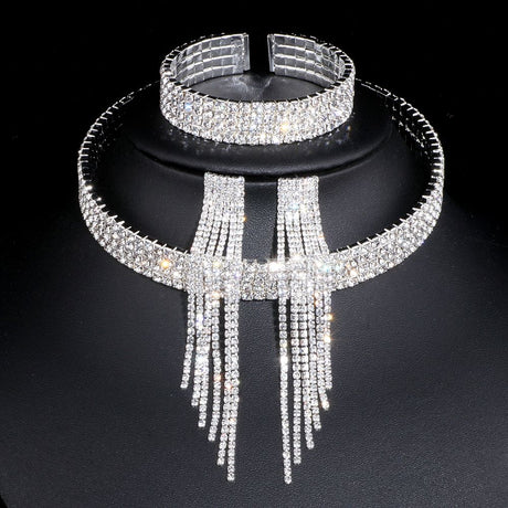 Classic Elegant Tassel Crystal Jewelry Set