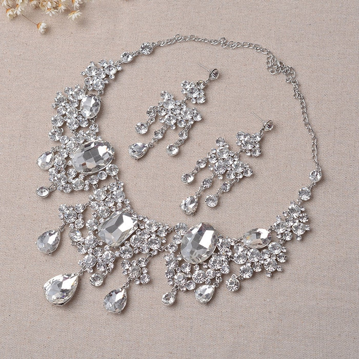 African Rhinestone Water Drop Necklace Set