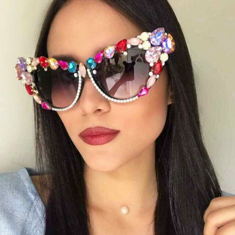 Colorful Rhinestone Retro Cat Eye Sunglasses — Shop Sassy Chick