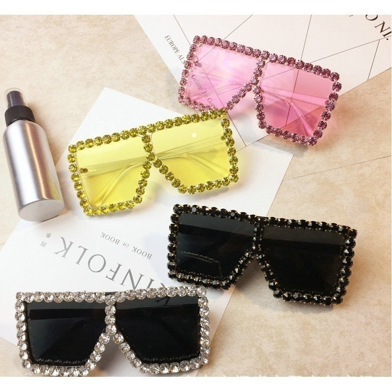 Oversized Rhinestone Crystal Sunglasses