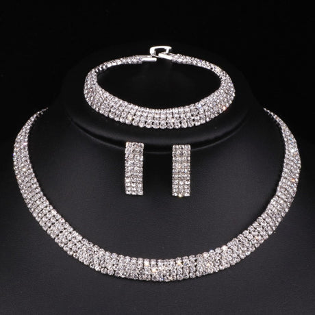 Crystal Round Wedding Necklace Sets