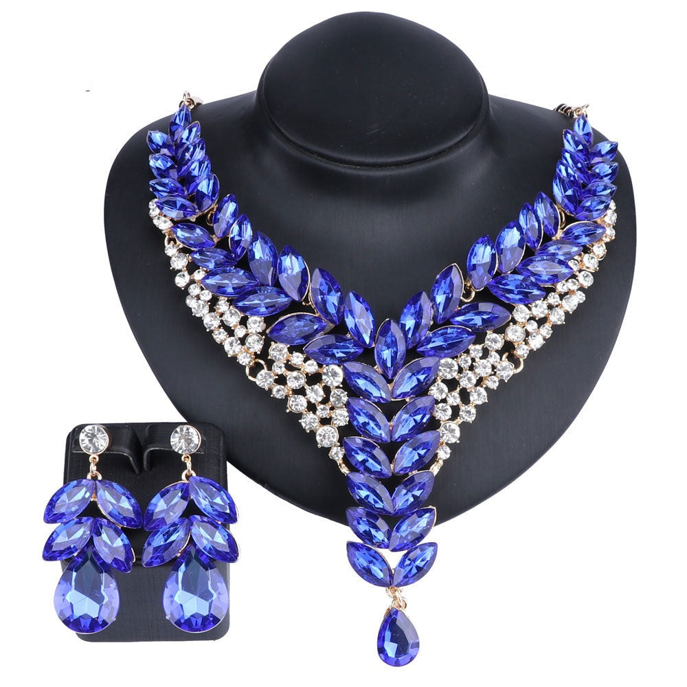 Bridal Rhinestone Crystal Statement Necklace Set
