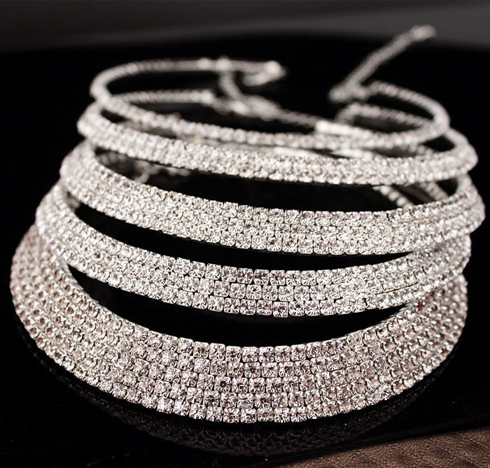 Classic Rhinestone Crystal Choker Necklace Set