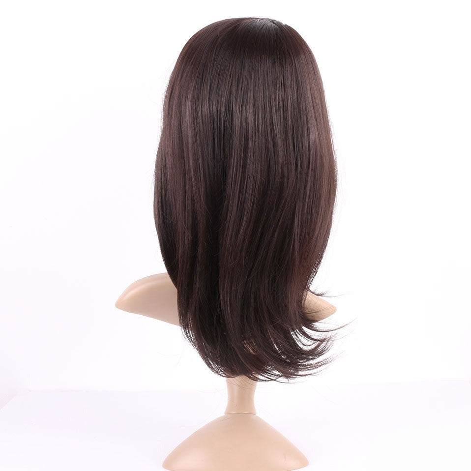 13Inch Dark Brown Medium Synthetic Wig With Bangs