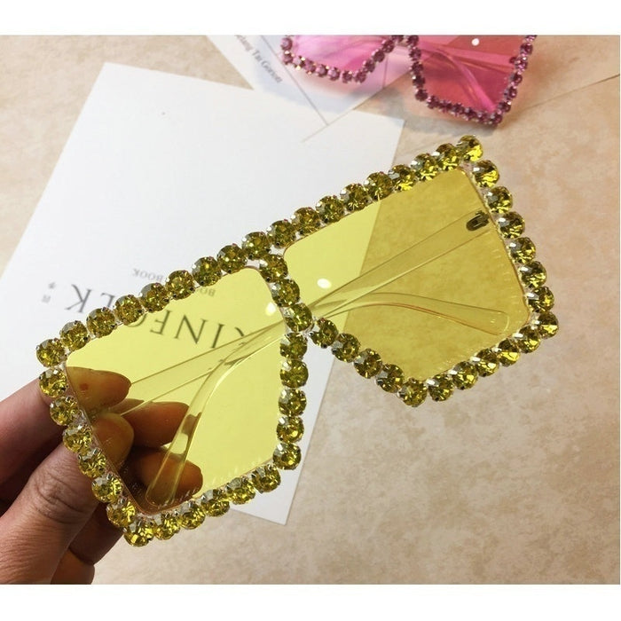 Oversized Rhinestone Crystal Sunglasses