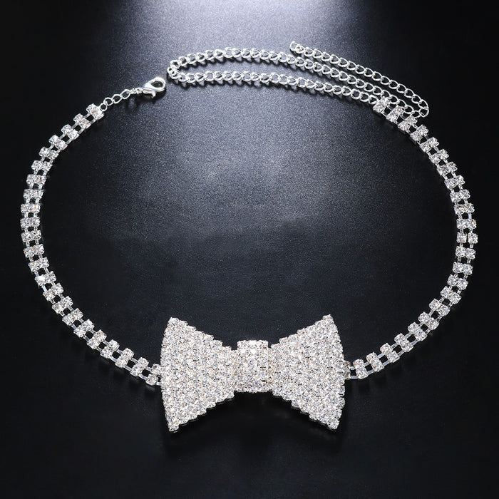 Classic Rhinestone Bow Tie Necklace