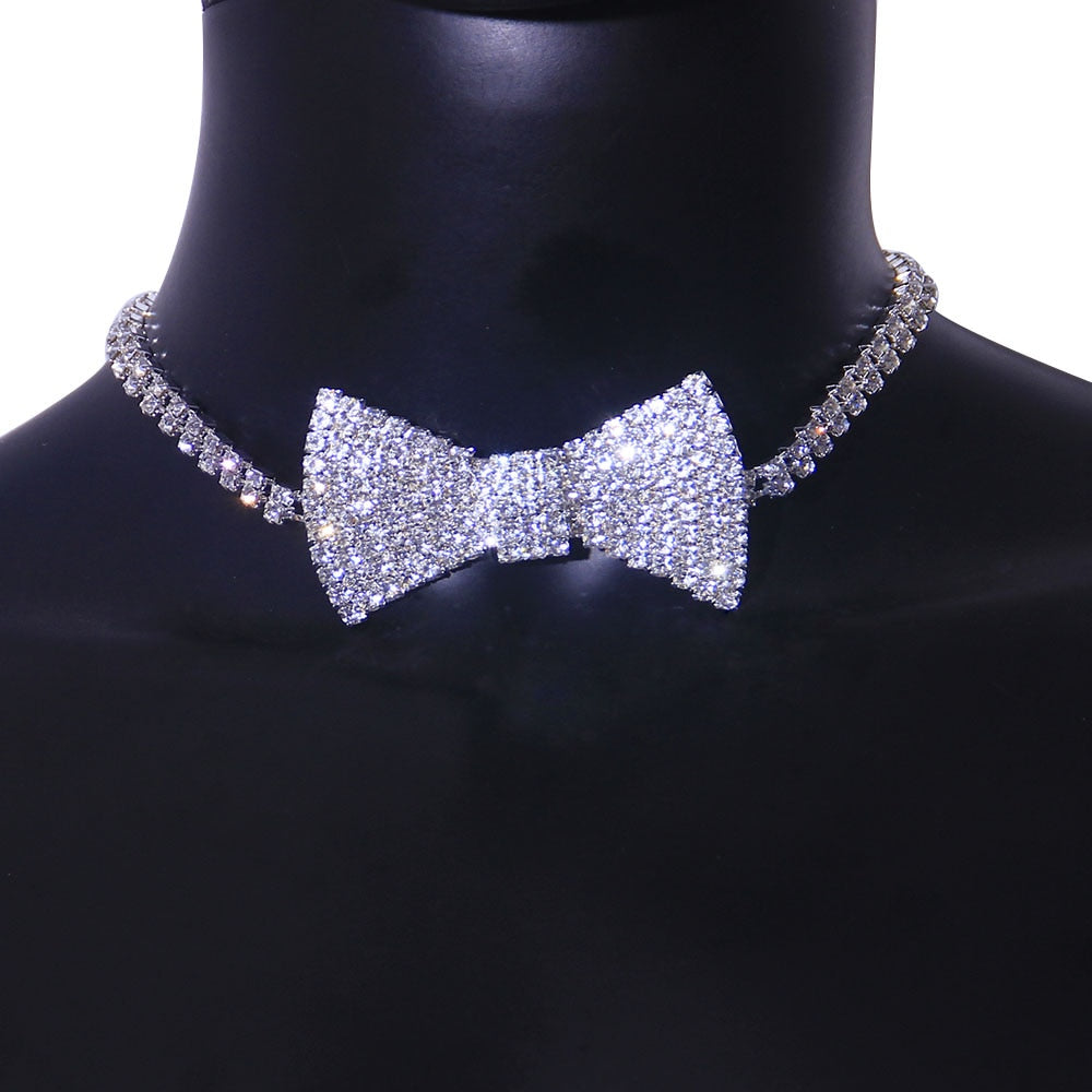 Classic Rhinestone Bow Tie Necklace