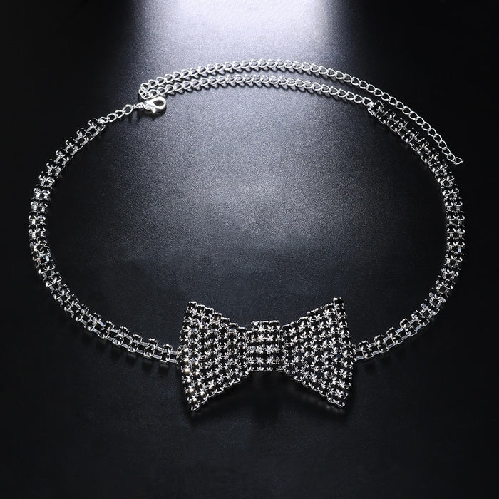 Classic Rhinestone Bow Tie Necklace