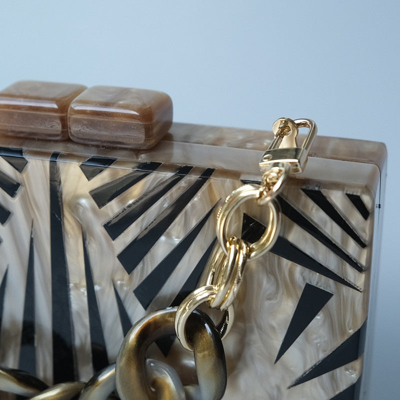 Boho Zebra Acrylic Clutch Bag