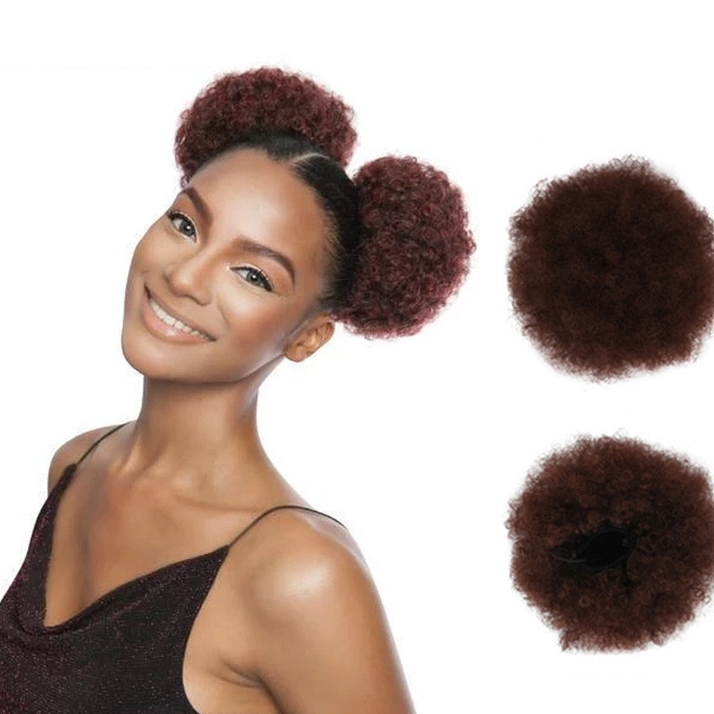 Afro Puff Drawstring Ponytail with Bangs Pineapple Updo Hair for African  American Women,Short Kinky Curly Ponytail Bun with 2 Replaceable  Bangs(#1B-Black) : Amazon.in: Beauty