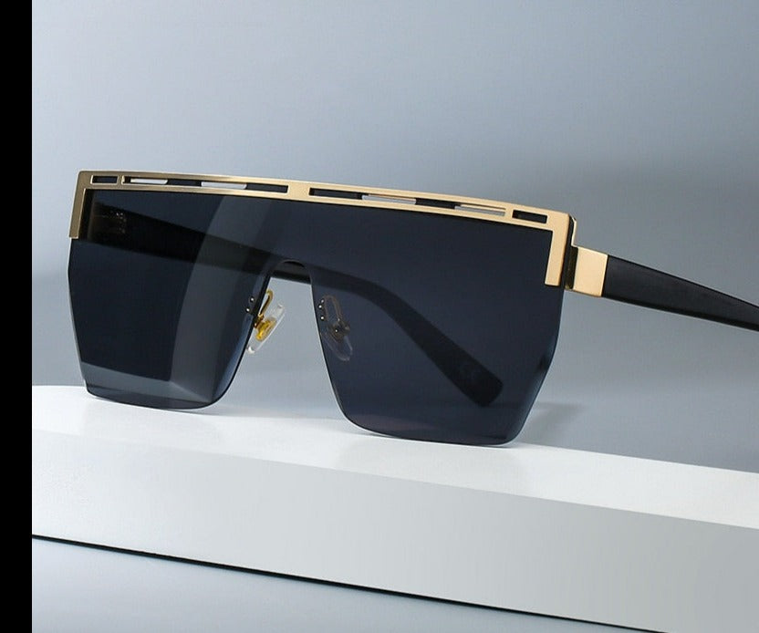 Semi-Rimless Oversized Sunglasses
