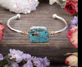 Natural Gold Line Turquoise Bangles