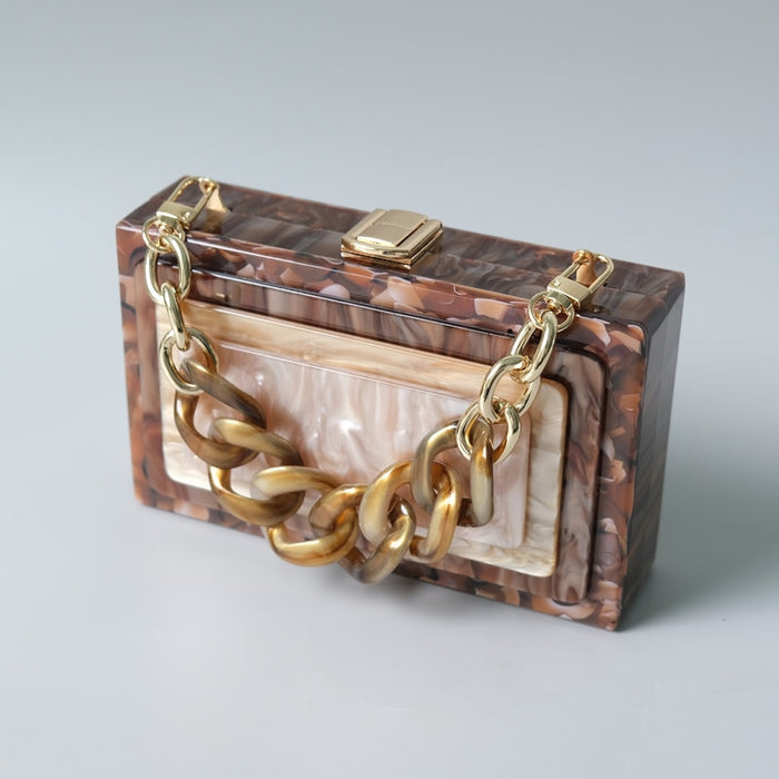 TOPSHOP Grace Acrylic Box Bag in Brown