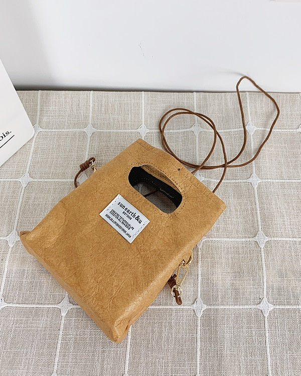 Unique Retro Brown Paper Crossbody Bag