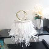 Ostrich Feather Bucket Clutch Bag