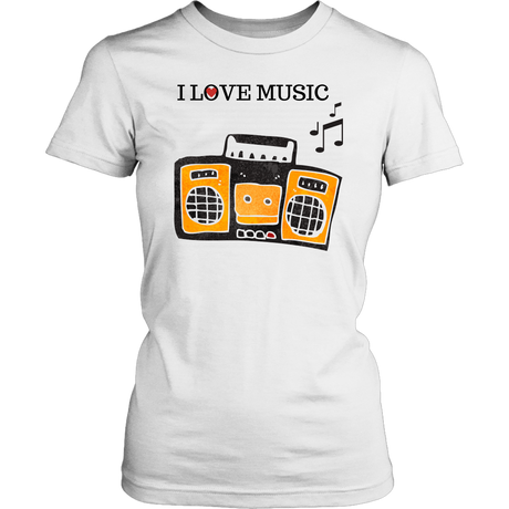 I Love Music Women's Unisex T-Shirt - White | Shop Sassy Chick