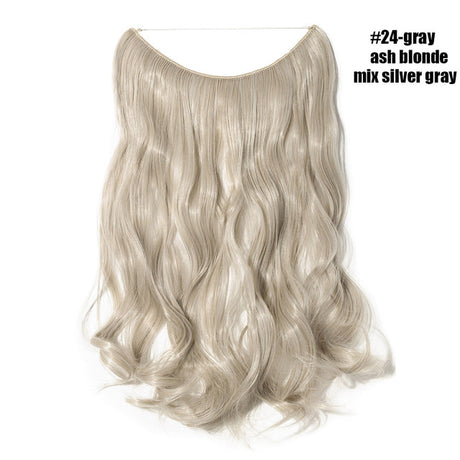 Mix Silver Gray Invisible Wire No Clips In Hair Extension