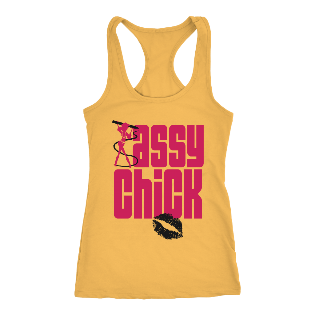 Sassy Chick Black Lips Racerback Tank Top - Yellow  | Shop Sassy Chick