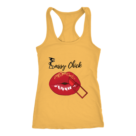 Red Lips Racerback Tank Top - Yellow | Shop Sassy Chick