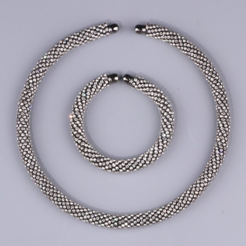 Silver Maxi Crystal Jewelry Set
