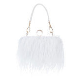 White Ostrich Feather Clutch